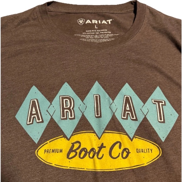 Ariat Boots Co T-shirt Women's Size Large Brown Desert Motel Cowgirl - Picture 4 of 6